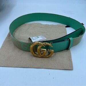 Women’s Gucci Marmont jumbo GG leather/canvas belt size 90 cm made in Italy